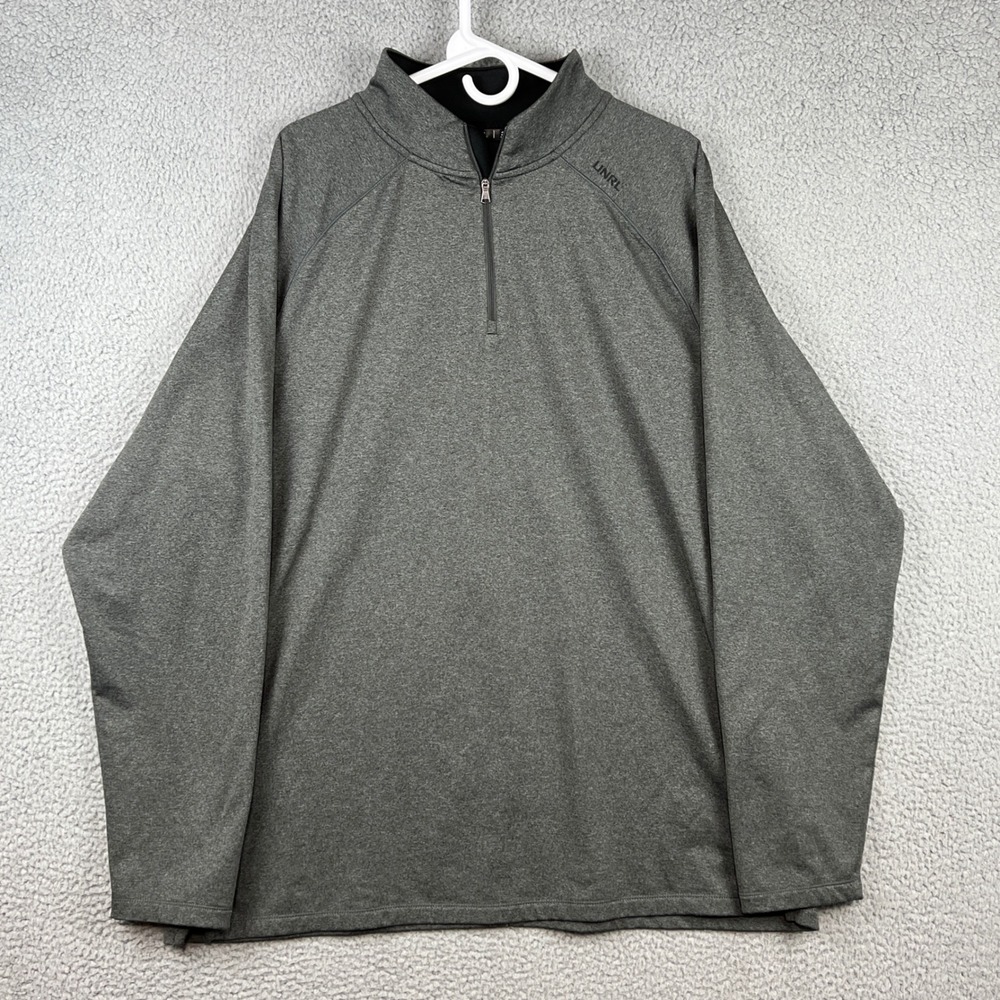UNRL Mens 2XL 1/4 Zip Pullover Gray Heather Athletic Fit long sleeve Shirt